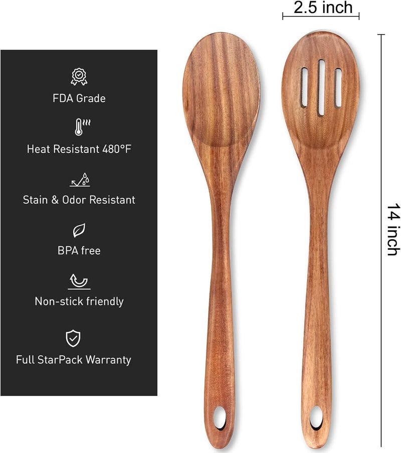 Renawe Full village delivery cover 14 Inch Large Wooden Spoon for Cooking Utensil Mixing Spoons Baking Serving Wood Spoon Big Non Stick Spatula Long Handle Kitchen Utensils Stirring Cooking Spoon Non Toxic Kitchen Tools Accessories Remote area delivery - Image 4