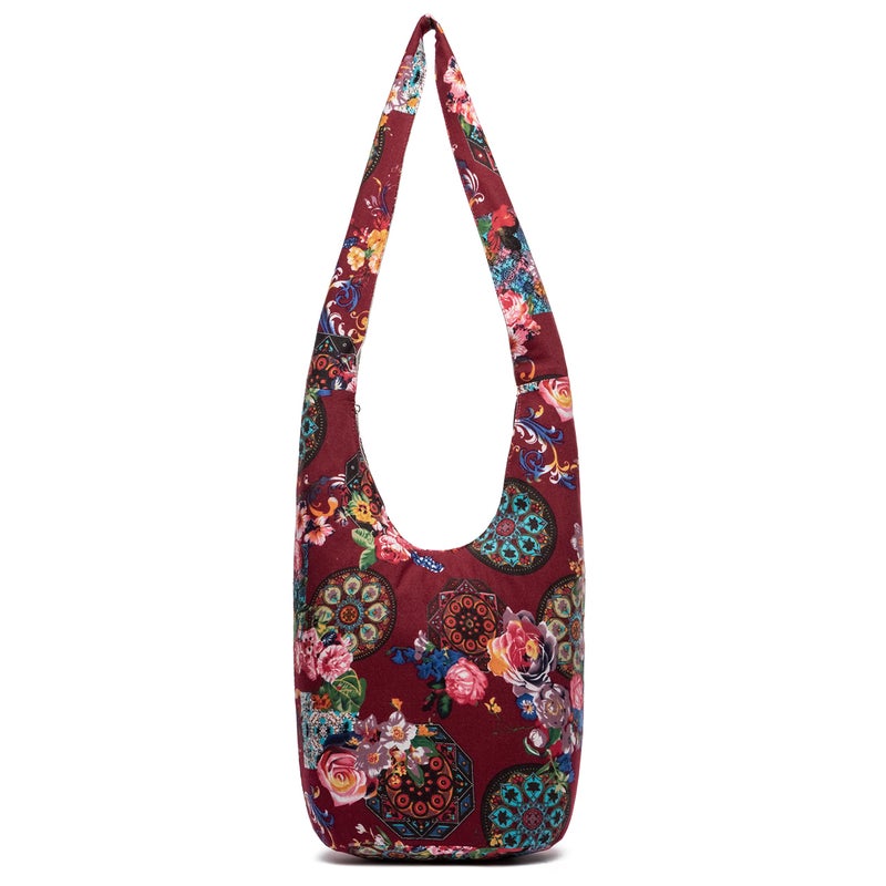 Coton Pose Women Shoulder Handbags Fashion canvas Hippie Crossbody Bags Bohemian Animal Prints Hobo Bags (Claret) - Image 1