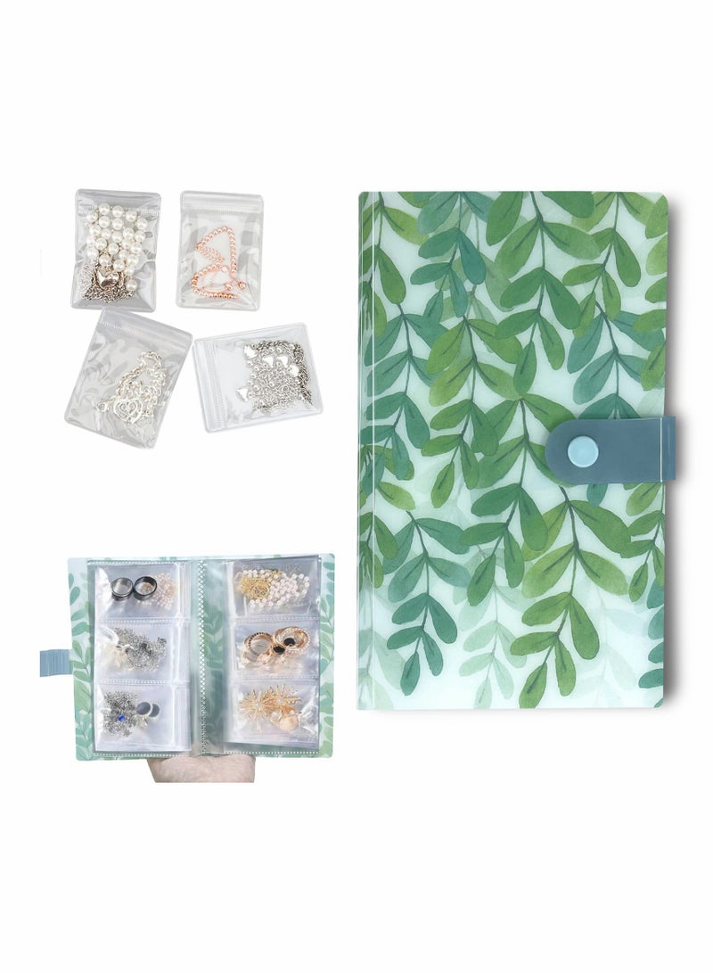 KASTWAVE Jewelry Storage Book, PVC Transparent Card Holder Rings Necklace Earring Organizer Travel Jewelry Organizer Book with 120 Pockets + 100 Pcs Small Jewelry Storage Bags - Image 1
