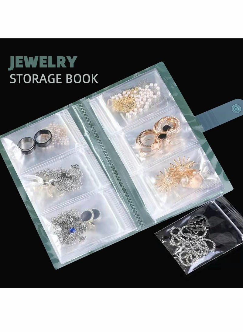 KASTWAVE Jewelry Storage Book, PVC Transparent Card Holder Rings Necklace Earring Organizer Travel Jewelry Organizer Book with 120 Pockets + 100 Pcs Small Jewelry Storage Bags - Image 2