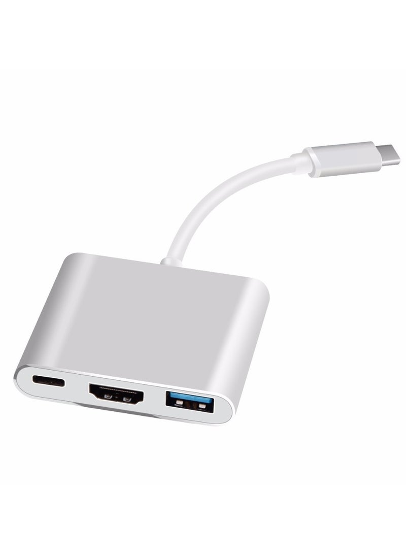 USB C to HDMI Adapter, Type C to 4K HDMI Multiport with 3 in 1 USBC Output, USB3.0 and USB C Charging，USB 3.0 Type-C Devices ﻿  - Image 1