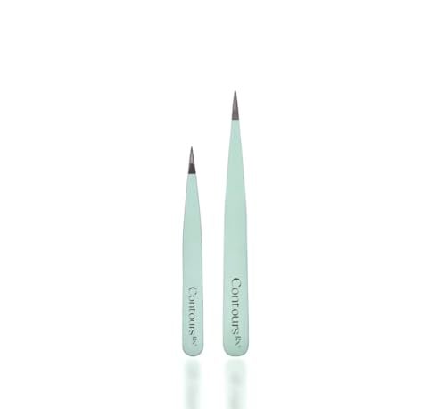 Contours Rx Precision Tweezers – Needle Nose Stainless Steel Tweezer for Lids by Design Placement, Eyebrow Grooming & Lash Application – TSA-Approved, 3" 4" Combo Pack - Image 1