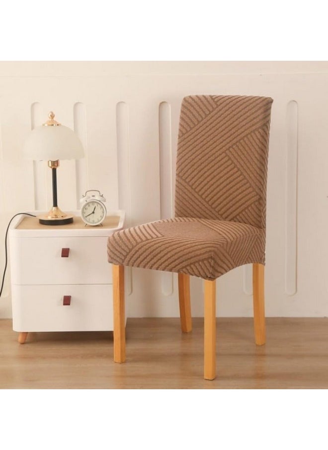 Styleys Styleys Jacquard Chair Cover Stretch Removable Washable Dining Chair Cover Protector Seat Slipcover (Pack of 8, Khaki, JDMC9)  - Image 2