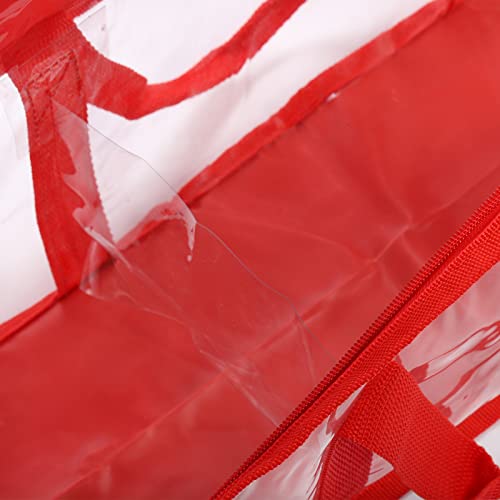 Fasmov 6 Pack DVD Storage Bags Hold up to 240 DVDs (40 Each Bag), Water Resistant DVD Holder Case with Handles, Transparent PVC Media Storage for DVDs, CDs, Video Games, Books, Red - Image 5