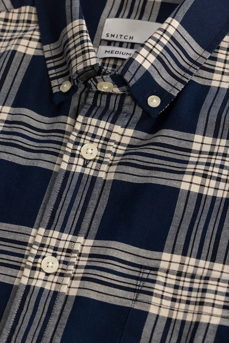 SNITCH Navy Checks Oxford Shirt