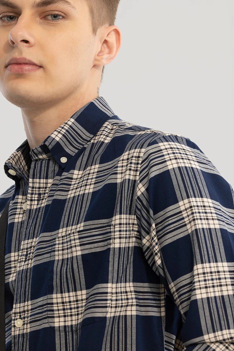 SNITCH Navy Checks Oxford Shirt - Image 5