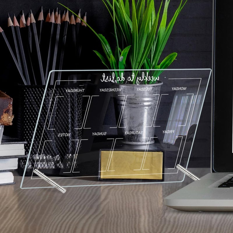 Acrylic Memo Board Desktop Whiteboard Dry Erase Board With 2 Push Pins For Home And Office - Image 5