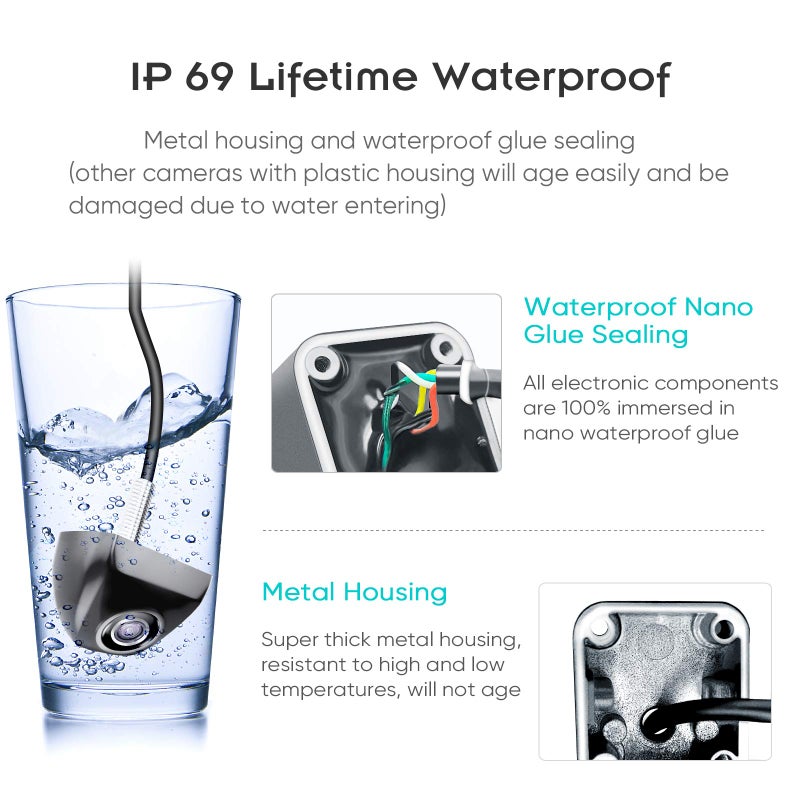 PixelMan PMG3A Backup Camera,Front/Rear View Camera HD Metal Lifetime Waterproof 170Â° Wide Angle Universal Reversing Camera for Car,Only Rearview Reverse Back Up Cam for Vehicle SUV Pickup (PMG3A-B) - Image 5