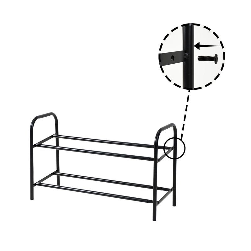 HOME CUBE 2-Tier Expandable Shoe Rack Storage Organizer Stand Length Adjustable Metal Free Standing Shoe Rack for Home Office Entryway Doorway Chappal Stand Sneakers Slippers Stand (61-115x24x38.5cm) - Image 4