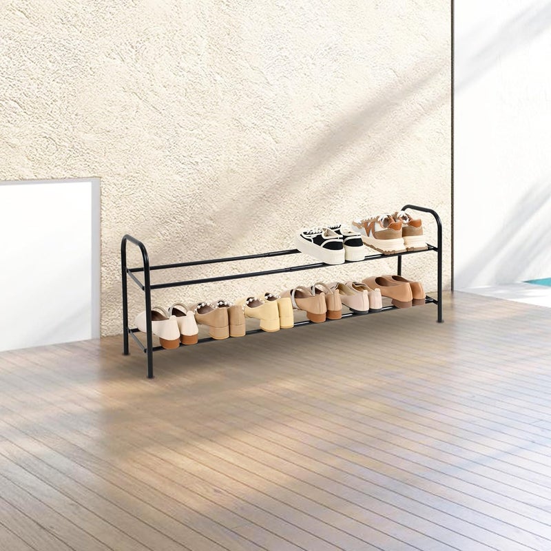 HOME CUBE 2-Tier Expandable Shoe Rack Storage Organizer Stand Length Adjustable Metal Free Standing Shoe Rack for Home Office Entryway Doorway Chappal Stand Sneakers Slippers Stand (61-115x24x38.5cm) - Image 3