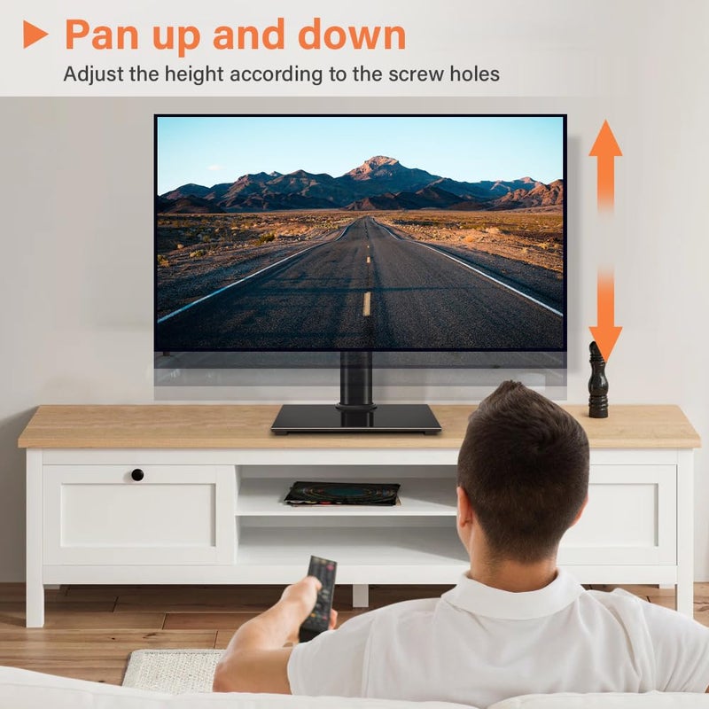 KKTONER Universal TV Stand Table Top TV Stand for 27 to 65 inch Height Adjustable TV Stand Mount with Tempered Glass Base LED tvs Max VEAS 400mm Hold up 77LBs - Image 3