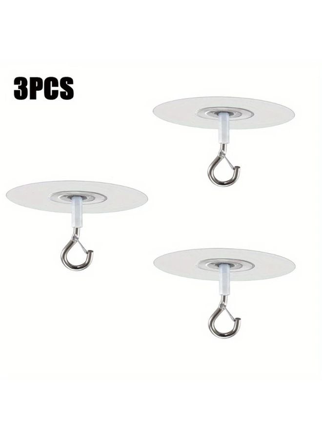 3pcs Heavy Duty Adhesive Ceiling Hooks Easy Install for Hanging Lights Plants Decorations - Image 1