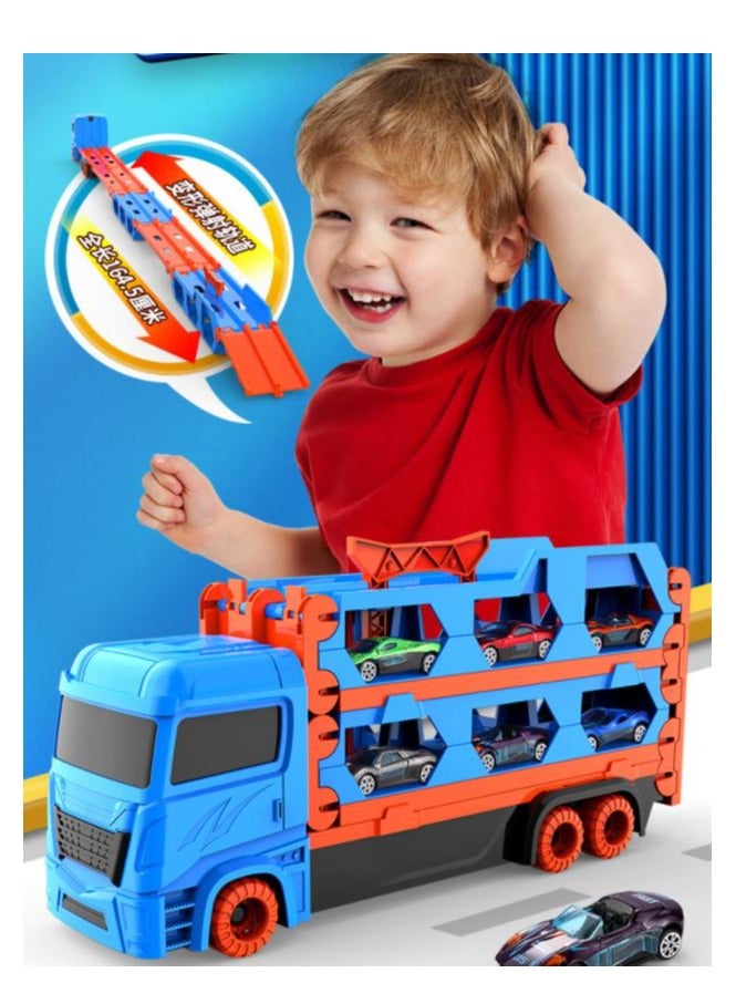 MIXDE Toddler Toys  Die-Cast Transport Truck Car Toys 61-Inch Race Track for Boys, Toddler Car Toys Set for Kids Boys Girls - Image 3