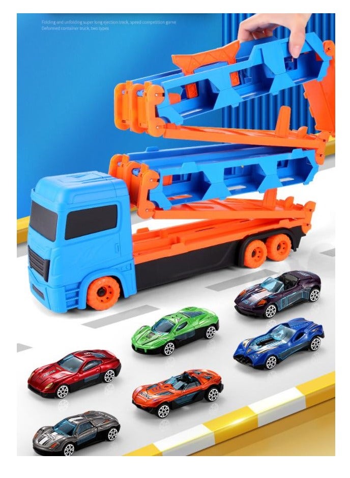 MIXDE Toddler Toys  Die-Cast Transport Truck Car Toys 61-Inch Race Track for Boys, Toddler Car Toys Set for Kids Boys Girls - Image 4