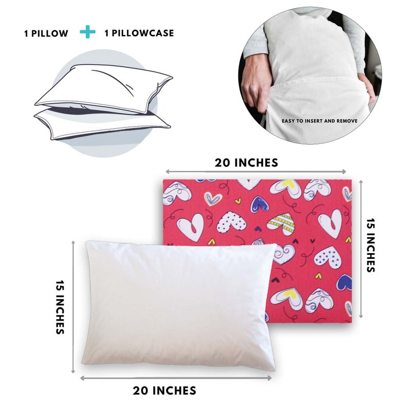 KRADYL KROFT Toddler Pillow with 100% Cotton Removable Cover - 20 X 15 Inches | Children Pillows | Baby Pillows - Heart Story - Image 5