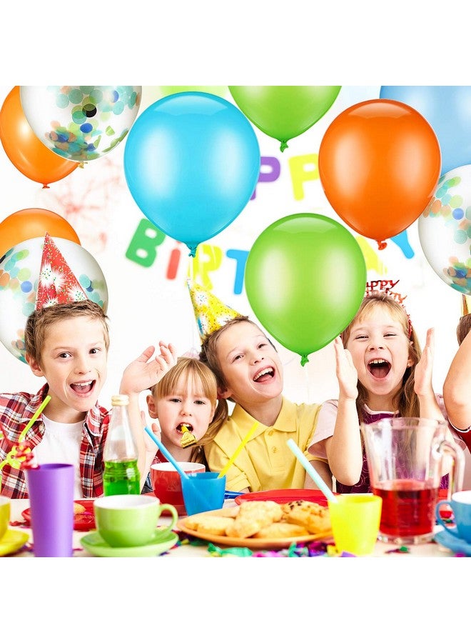 Gejoy 60 Pcs 12 Inch Confetti Balloon Latex Balloons with Ribbon for Juneteenth Birthday Wedding Party Baby Shower Decoration Supplies(Orange, Light Blue, Fruit Green) - Image 3