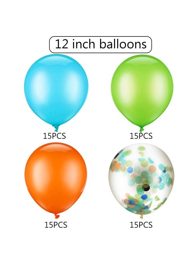 Gejoy 60 Pcs 12 Inch Confetti Balloon Latex Balloons with Ribbon for Juneteenth Birthday Wedding Party Baby Shower Decoration Supplies(Orange, Light Blue, Fruit Green) - Image 5