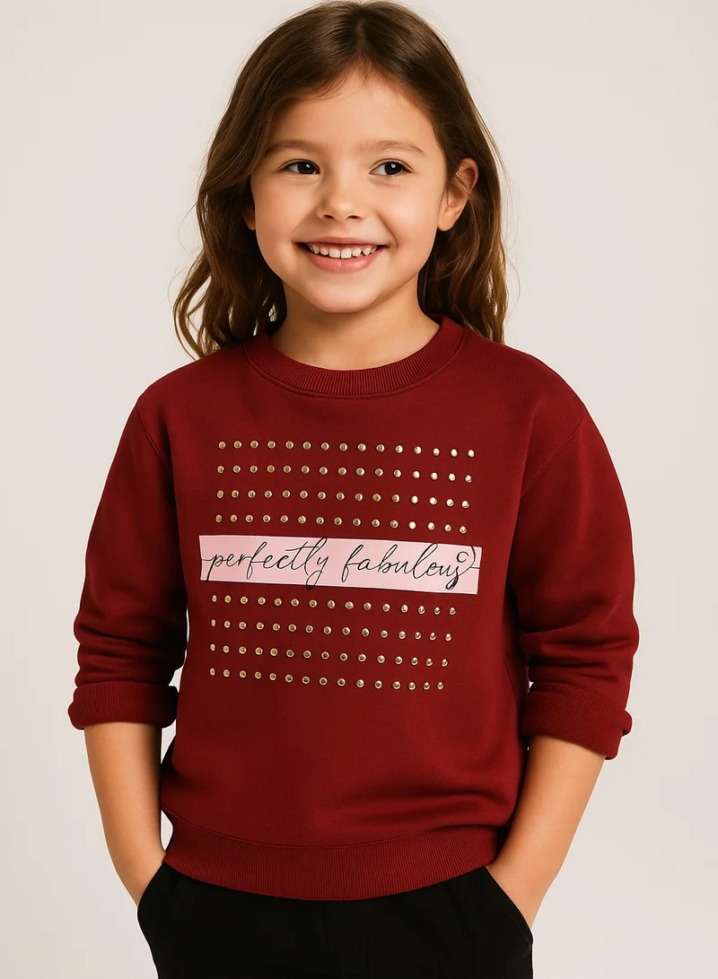 victor and jane Girls’ “Perfectly Fabulous” Cotton Fleece Sweatshirt -Relaxed Fit