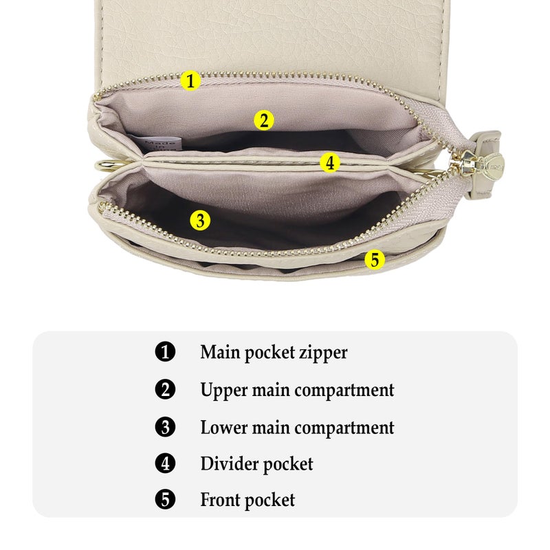 MINICAT Small Crossbody Bags for Women Cell Phone Bag Vegan Leather Cross Body Purse Wallet Purses(Beige) - Image 3