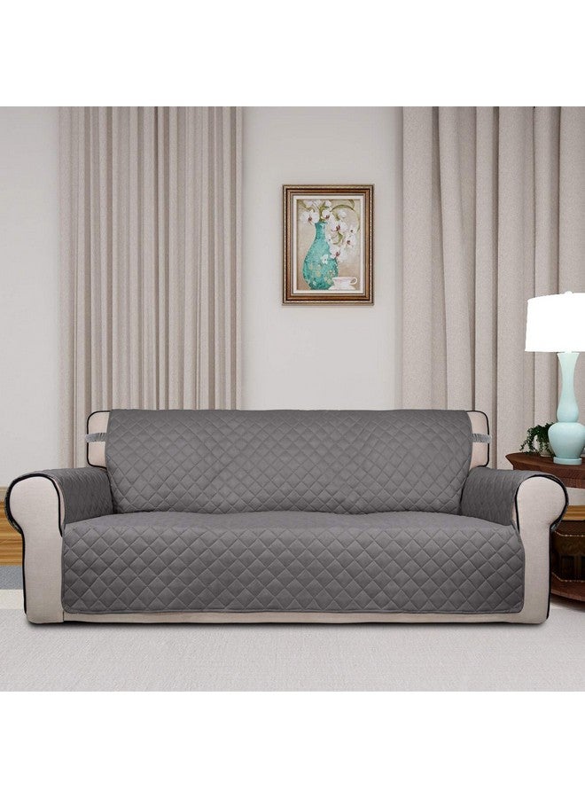 PureFit Reversible Quilted Sofa Cover, Water Resistant Slipcover Furniture Protector, Washable Couch Cover with Non Slip and Elastic Straps for Kids, Dogs, Pets (Oversized Sofa, Gray/Light Gray) - Image 1