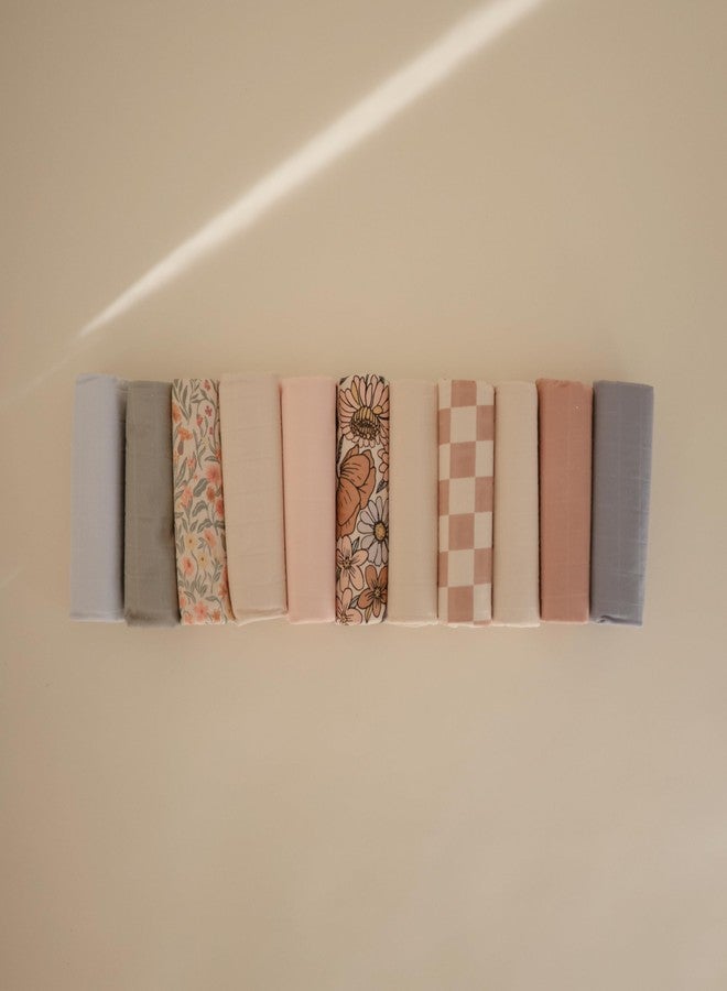 mushie Waterproof Changing Pad Liners | 100% Organic Cotton | Set of 3 (Pastel Blooms Combo) - Image 4