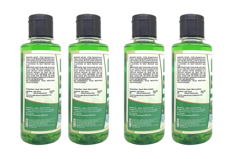 Khadi Pure Herbal Tulsi Hair Growth Oil 210ml Set of 4 - Image 2