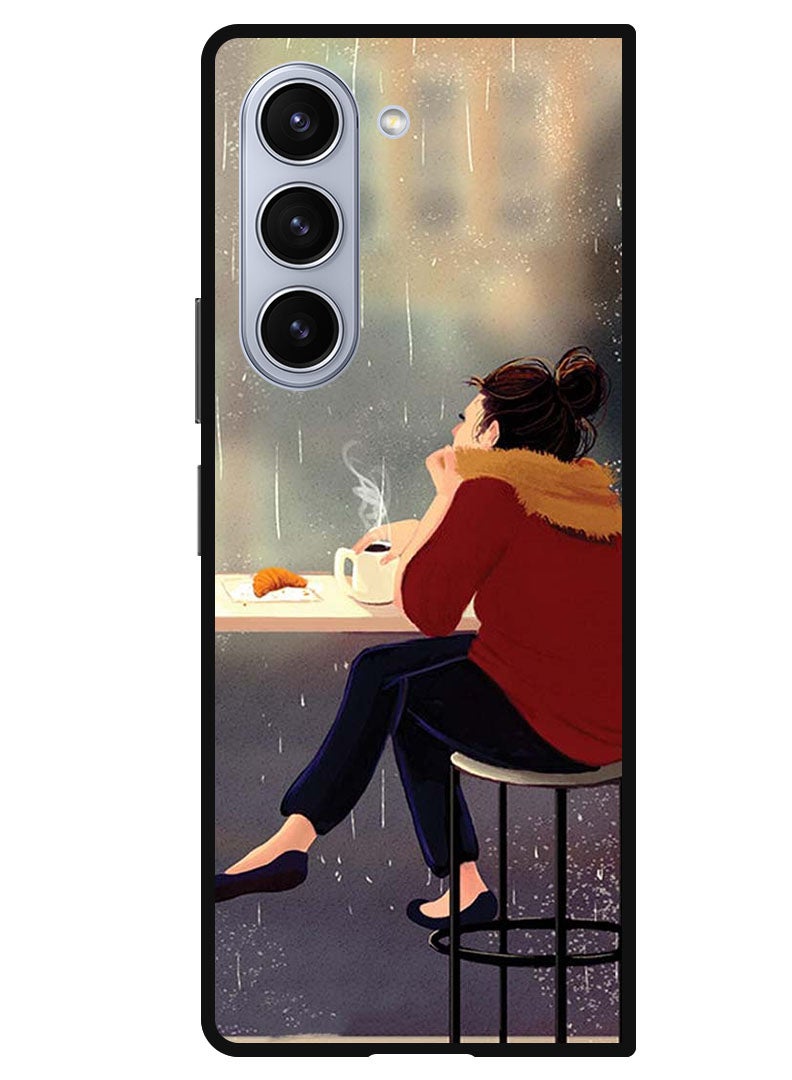 Theodor Protective Case Anti Scratch Shock Proof Bumper Cover For Samsung Galaxy Z Fold 5 Sipping Coffee - Image 1