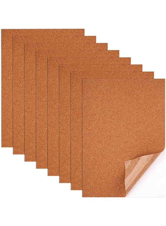 erorex 8Pcs Self Adhesive Cork Sheets Natural Cork 11.81X8.27X0.04In Cork Coasters Cork Tiles Sheets Wall Decoration Square Cork Backing Adhesive Backed Cork Board For Handmade Crafts Coasters - Image 1