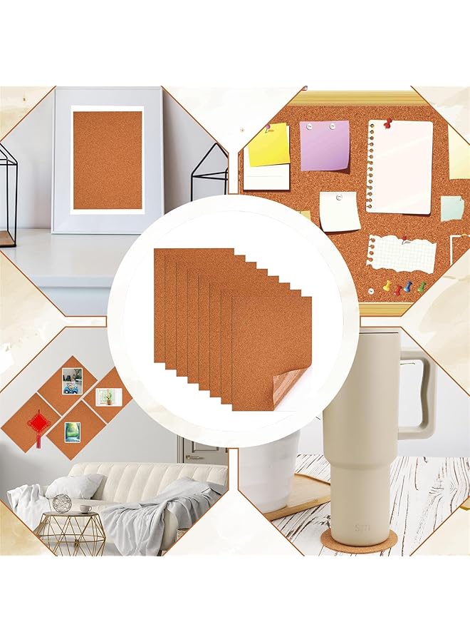 erorex 8Pcs Self Adhesive Cork Sheets Natural Cork 11.81X8.27X0.04In Cork Coasters Cork Tiles Sheets Wall Decoration Square Cork Backing Adhesive Backed Cork Board For Handmade Crafts Coasters - Image 2