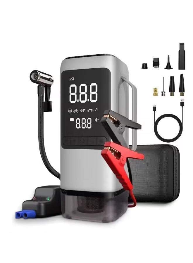 Multifunctional Jump Starter Emergency Power Supply Power Bank LED Light with Digital Screen Jump Starter with Inflator and Car Vacuum Cleaner All in one - Image 2