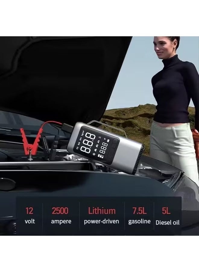 Multifunctional Jump Starter Emergency Power Supply Power Bank LED Light with Digital Screen Jump Starter with Inflator and Car Vacuum Cleaner All in one - Image 4