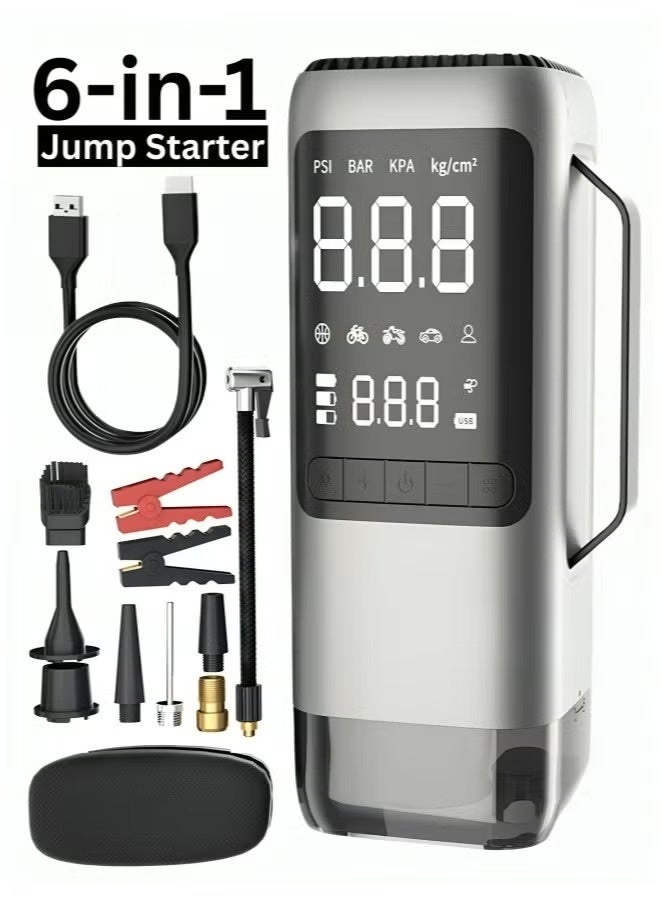 Multifunctional Jump Starter Emergency Power Supply Power Bank LED Light with Digital Screen Jump Starter with Inflator and Car Vacuum Cleaner All in one - Image 1