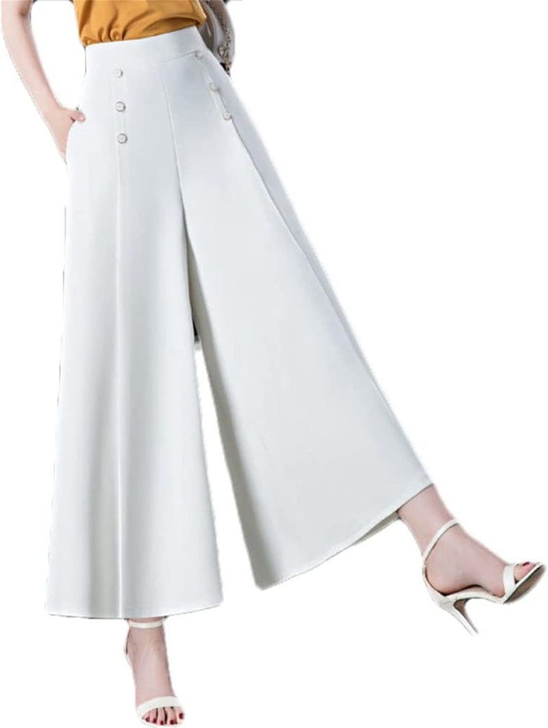 comfrt Kittifly Pants, [Cool and Slim] Stylish Gauchos and Palazzo Pants, Kittifly Widepants-White ||M - Image 1
