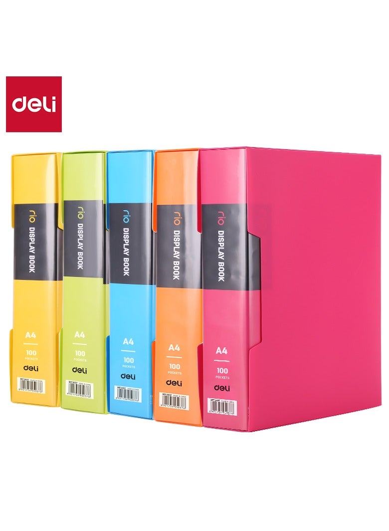 Deli E5037 Display Book - A4, 100 Pages, Assorted Colors - Image 1