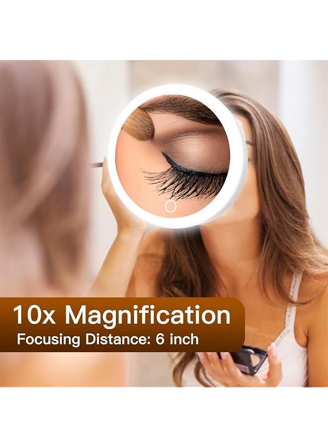 erorex 10X Magnifying Mirror With Light 3 Suction Cups Stepless Dimming Lighted Travel Makeup Mirror Stick On Mirrors For Bathroom Wall Mounted 6.8 Inches - Image 5