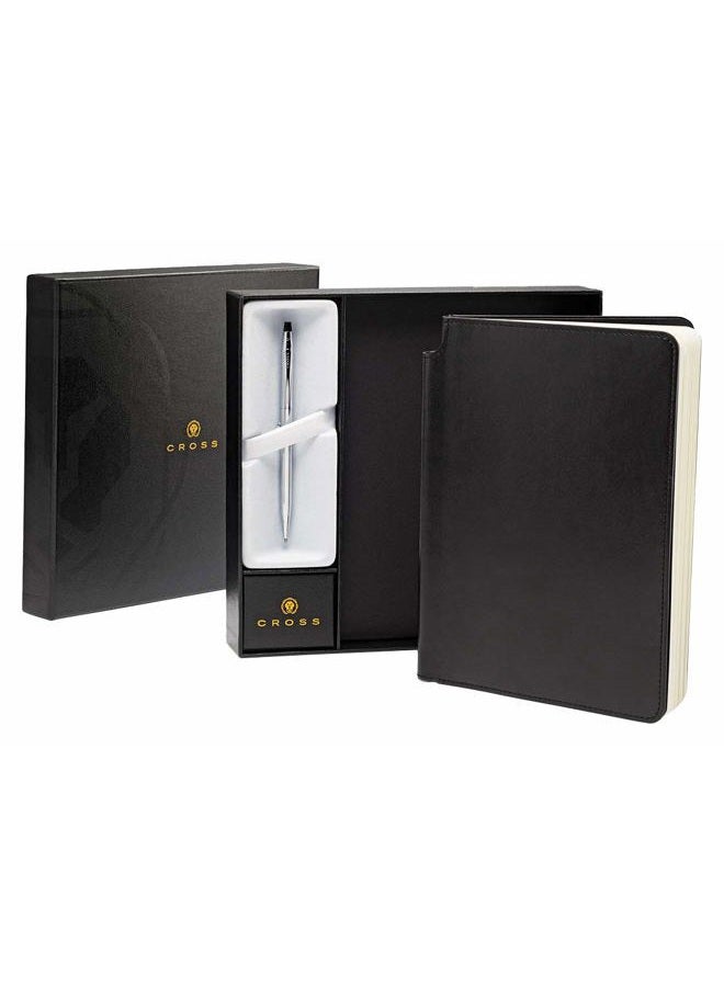 Cross Classic Century Chrome Refillable Ballpoint Pen and Medium Lined Journal Gift Set, Includes Premium Gift Box - Classic Black - Image 1