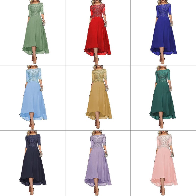 Dress Chiffon Lace Elegant Mid-Sleeve Multi-Color Oversized Evening Dress Prom Dress - Image 2