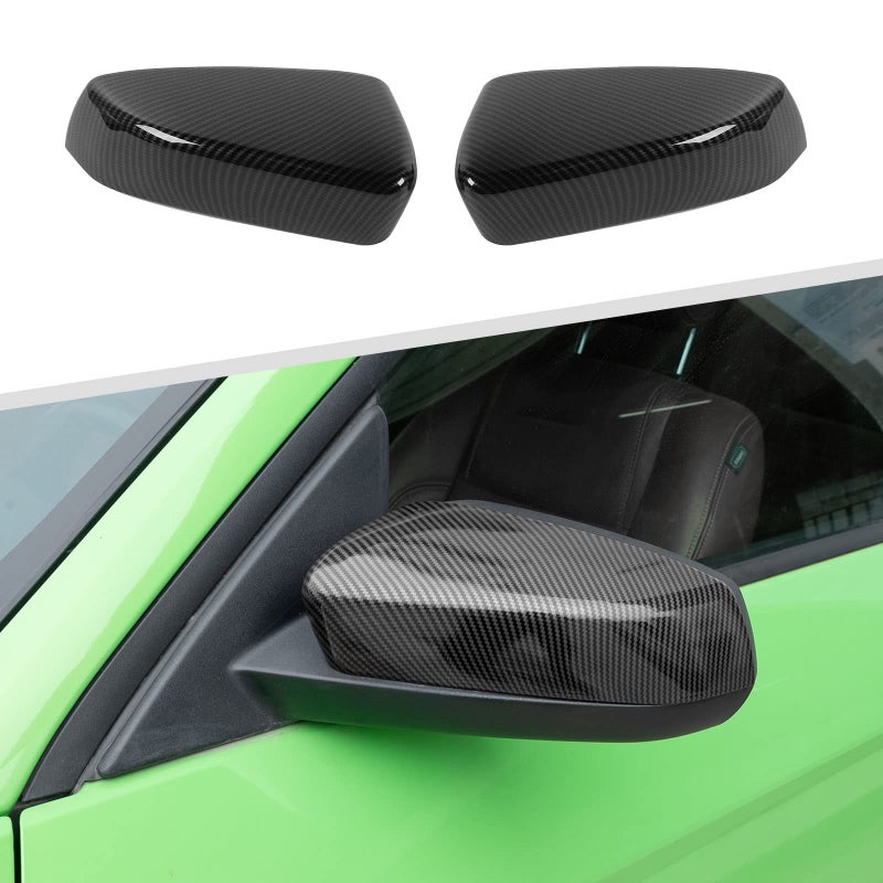 Jimen Compatible with Ford Mustang 20092013 Side Door Rearview Mirror Caps Cover Trim Exterior Accessories Carbon Fiber