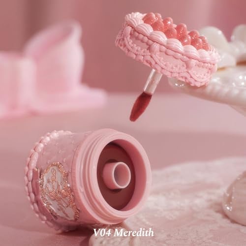 Flower Knows Strawberry Kiss Delight Set 4 Pieces Strawberry Cupid Makeup Gift KitIncludes Lip CreamLiquid BlushPortable MirrorPowder PuffPortable Beauty for Women Girls - Image 3
