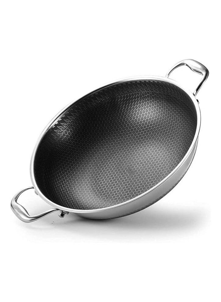 34cm Stainless Steel Deep Cooking Frying Pan - Image 2