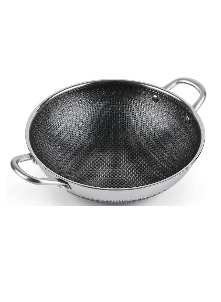 34cm Stainless Steel Deep Cooking Frying Pan - Image 1