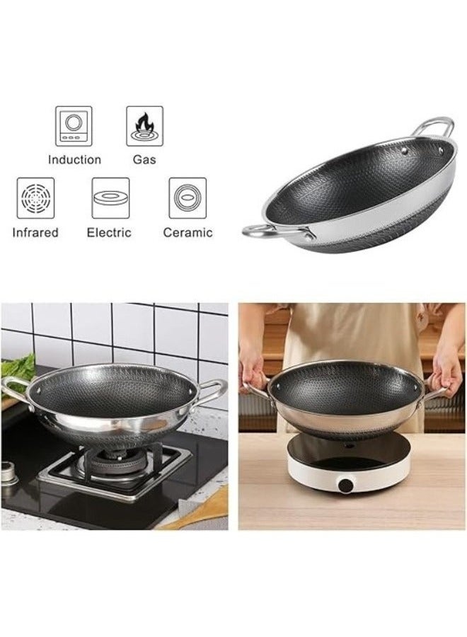 34cm Stainless Steel Deep Cooking Frying Pan - Image 5