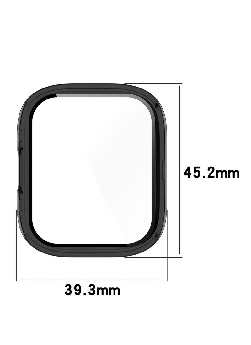 Y&D - 2 Pcs Case With Tempered Glass Screen Protector Compatible for Xiaomi Redmi Watch 3, 9H Hardness All-round Protective Cover Ultra-thin PC for, Black and Transparent - Image 1