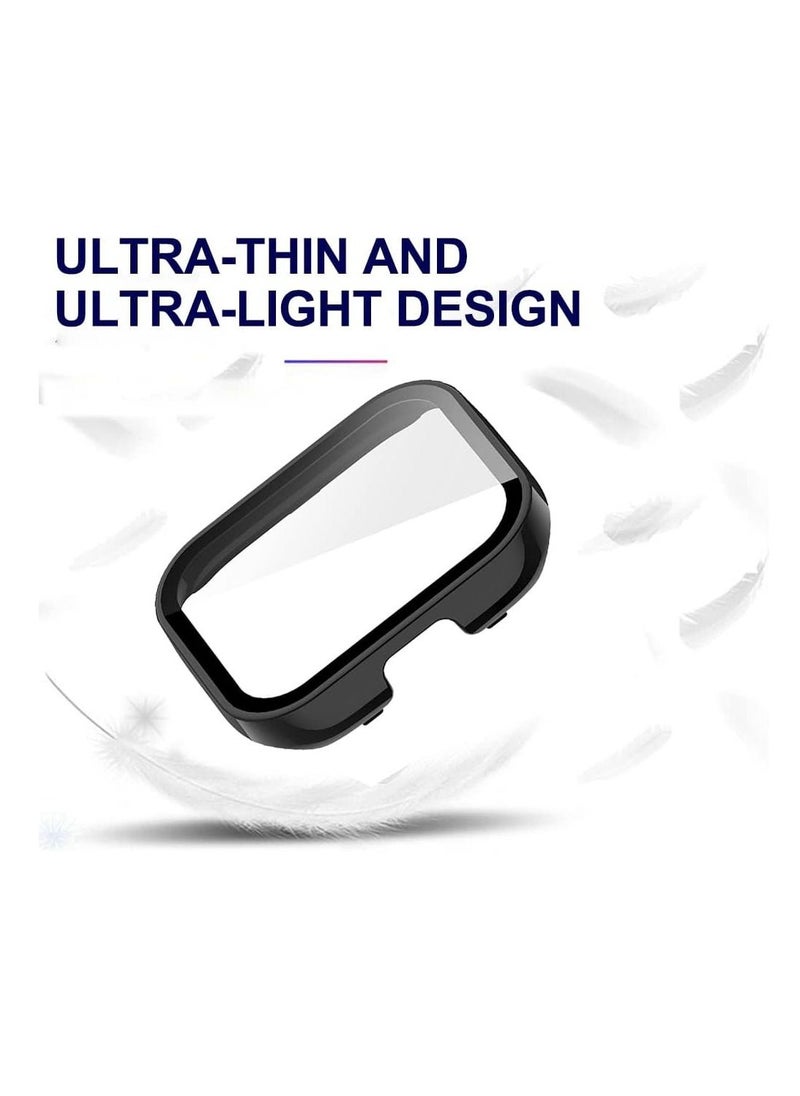 Y&D - 2 Pcs Case With Tempered Glass Screen Protector Compatible for Xiaomi Redmi Watch 3, 9H Hardness All-round Protective Cover Ultra-thin PC for, Black and Transparent - Image 1