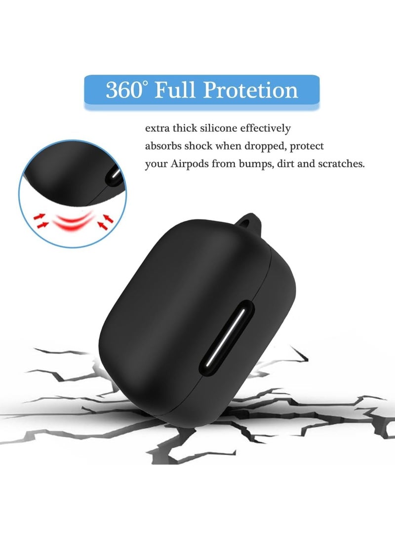 Compatible Case for Anker Soundcore R50i NC / P30i, Soft Silicone Shockproof Protective Cover with Carabiner, Anti-Scratch Wireless Earbuds Case with Front LED Visible – Black - Image 4