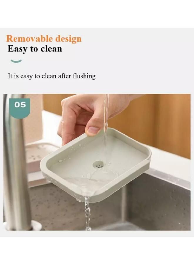 3-in-1 Soap Dispenser for Kitchen Sink,Soap Dispenser Set with Sponge Holder,Countertop Sink Soap Pump Dispenser Blue  - Image 4