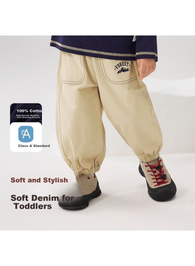 WELLBER Willberu Spring Cotton Boys Casual Khaki Cargo Pants For Toddlers And Kids Size 130 - Image 1
