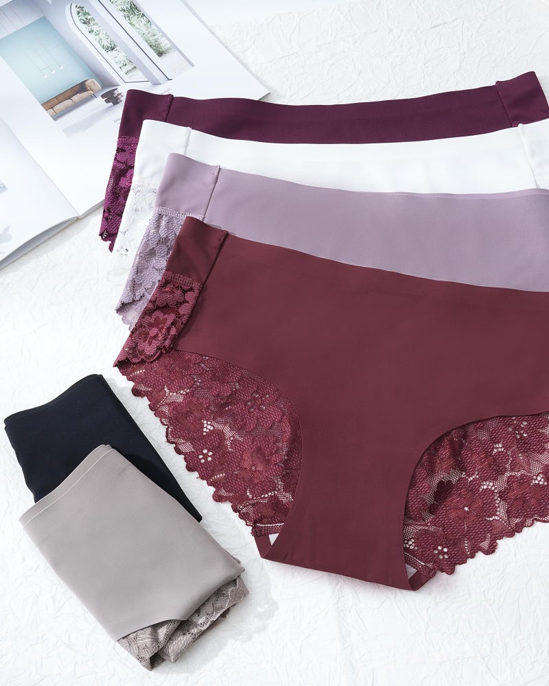 LEVAO Cheeky Underwear for Women Lace Seamless Bikini Panties Ladies Soft No Show Hipster 6 Pack S-XXL - Image 2