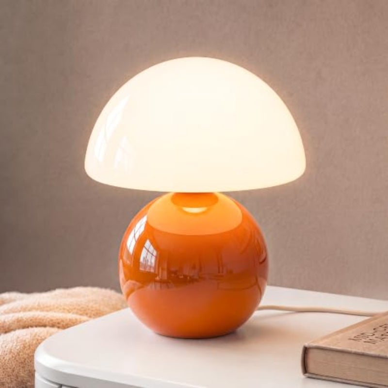 Mushroom Lamp Small Lamp, Table Bedside Nightstand Lamp for Bedroom, Cute Mini Modern Lamp Dimmable, Unique Aesthetic Home Decor for Living Room Girl Gifts, Ceramic Base Glass Lamp - Image 2