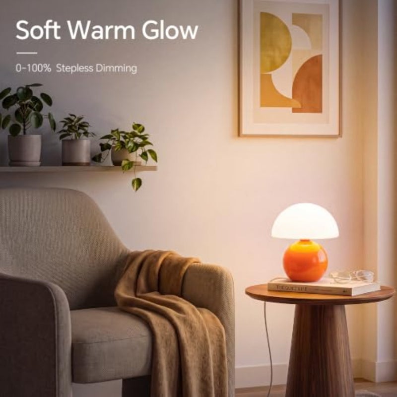 Mushroom Lamp Small Lamp, Table Bedside Nightstand Lamp for Bedroom, Cute Mini Modern Lamp Dimmable, Unique Aesthetic Home Decor for Living Room Girl Gifts, Ceramic Base Glass Lamp - Image 5